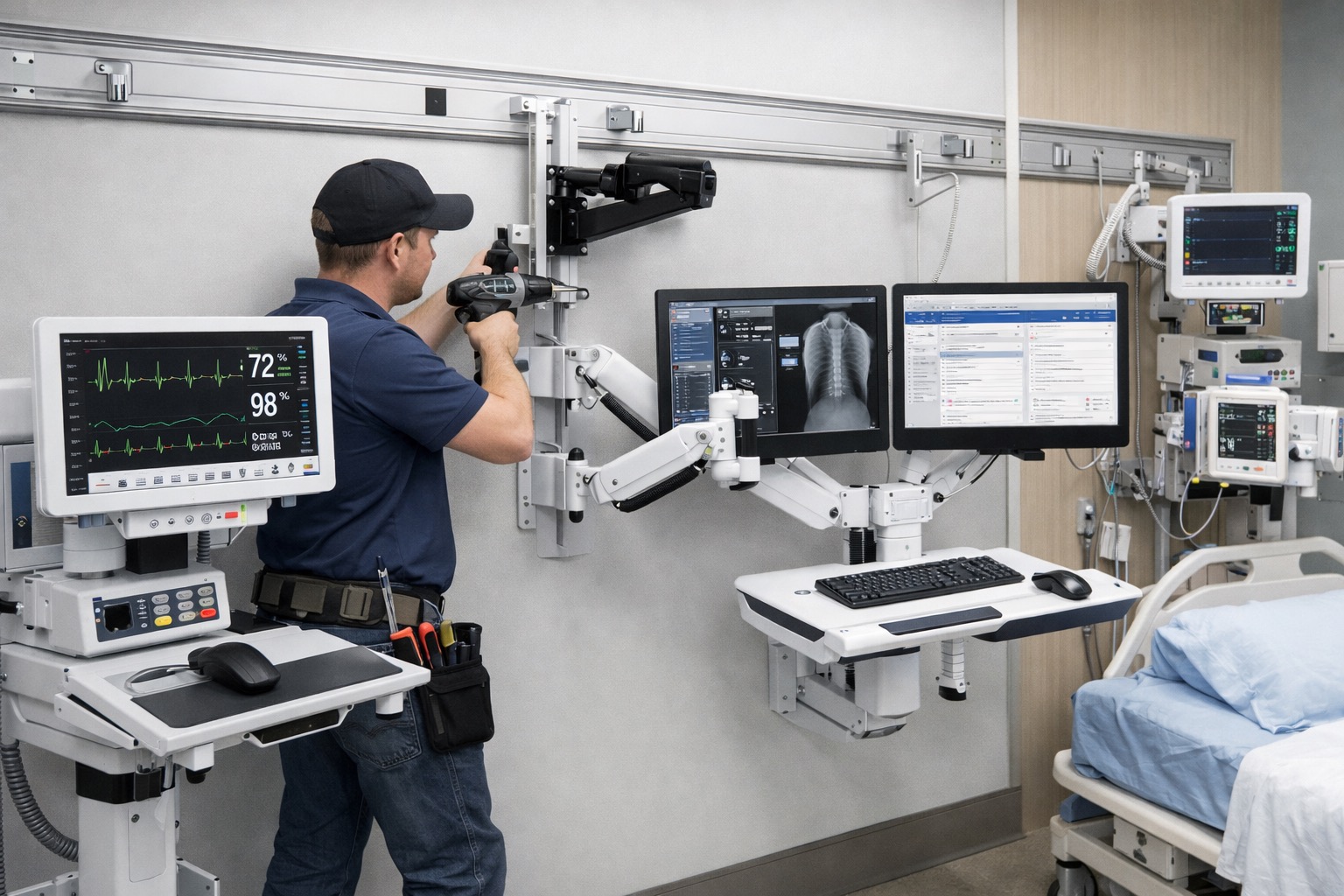 Equipment installation in hospital room